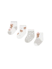 Set 4 soquetes Lunar (Cinza Claro)  para Bebé Menina - Mayoral
