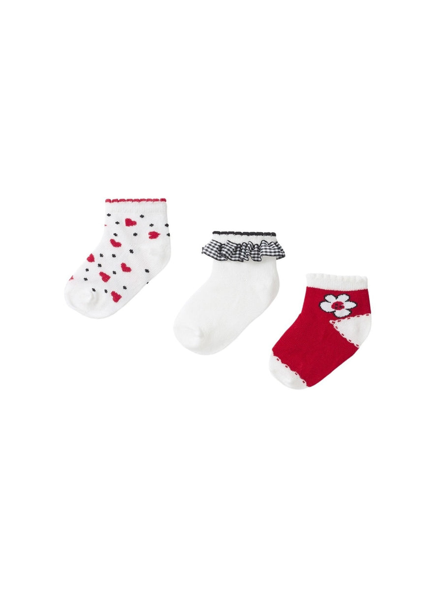 Pack 3 soquetes jacquard Vermelho (Vermelho)  para Bebé Menina - Mayoral