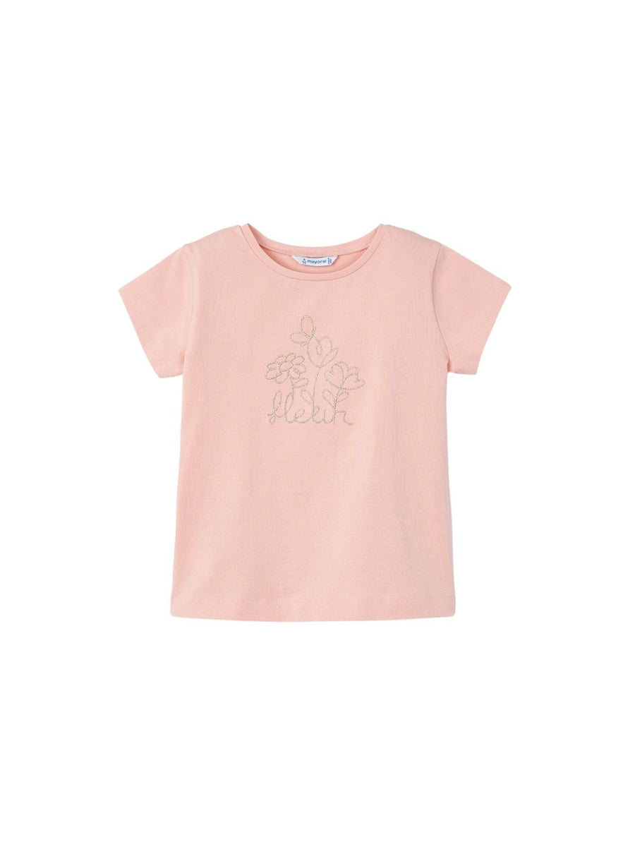 Camiseta básica Nude (Rosa Bébé)  para Menina - Mayoral