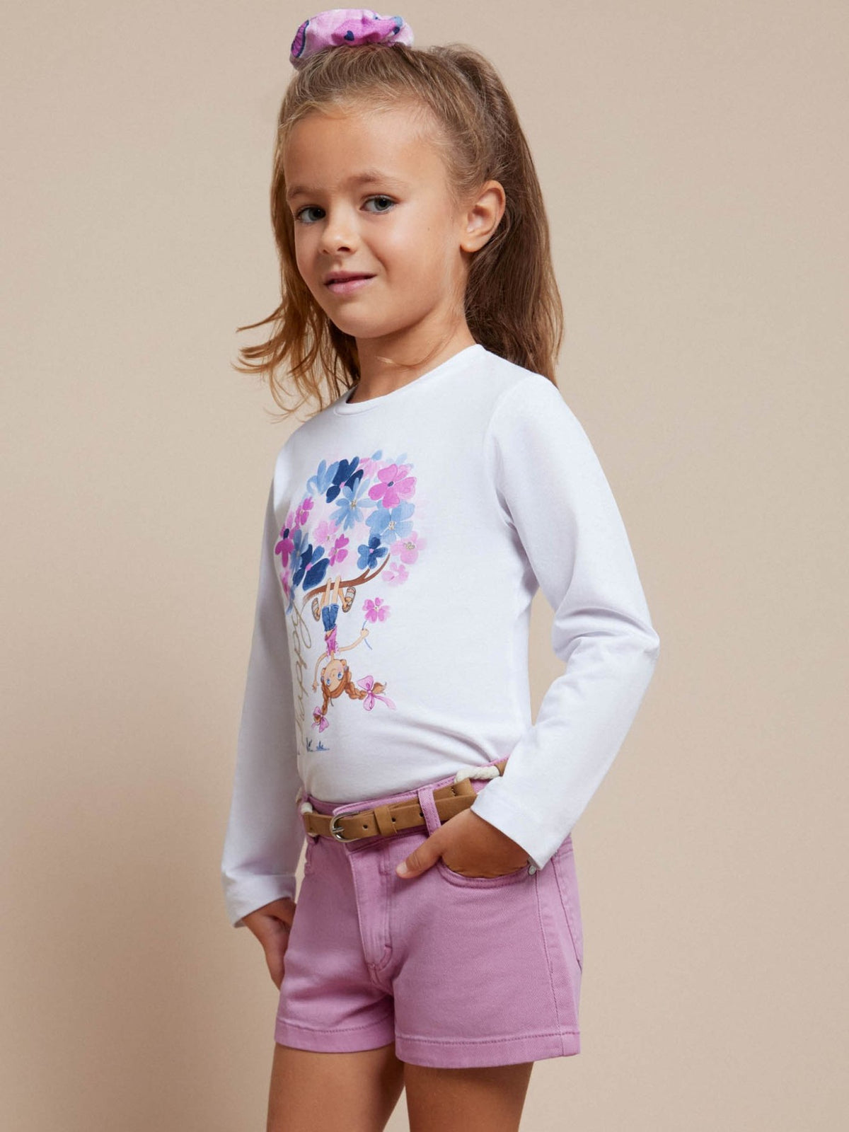 Short sarja básico Orquídea (Lilás)  para Menina - Mayoral