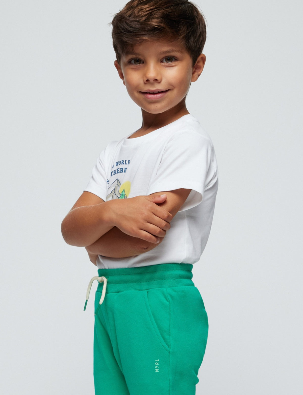 Calça felpa básica punhos Clorofila (Verde)  para Menino - Mayoral