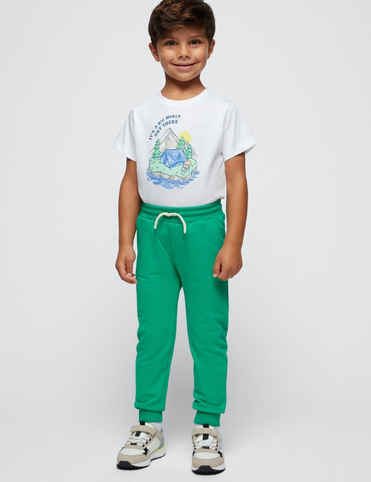 Calça felpa básica punhos Clorofila (Verde)  para Menino - Mayoral