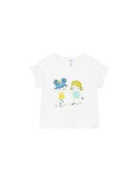Camiseta manga curta Bco-agata (Verde Água)  para Bebé Menina - Mayoral