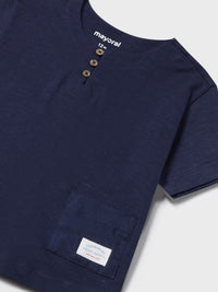 T´shirt combinada linho Marinho (Marinho)  para Bebé Menino - Mayoral
