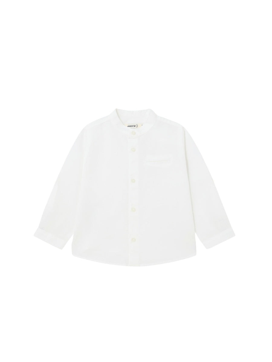 Camisa m/comp. linho gola pad Branco (Branco)  para Bebé Menino - Mayoral