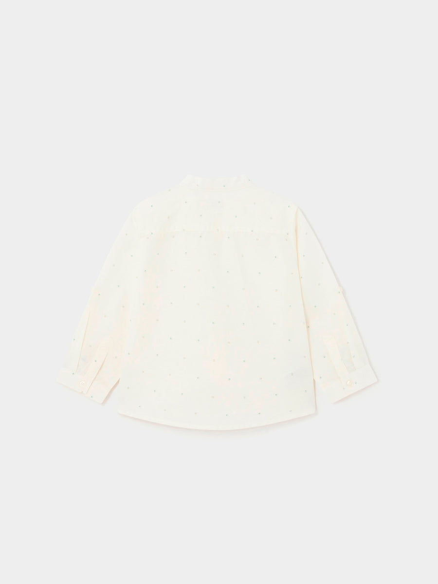 Camisa m/comp. linho fantasia Crú-eucali (Creme / Pérola)  para Bebé Menino - Mayoral
