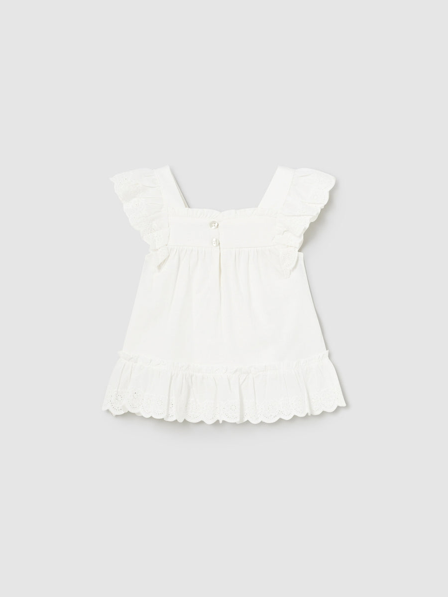 Túnica combinada Crú (Creme / Pérola)  para Bebé Menina - Mayoral