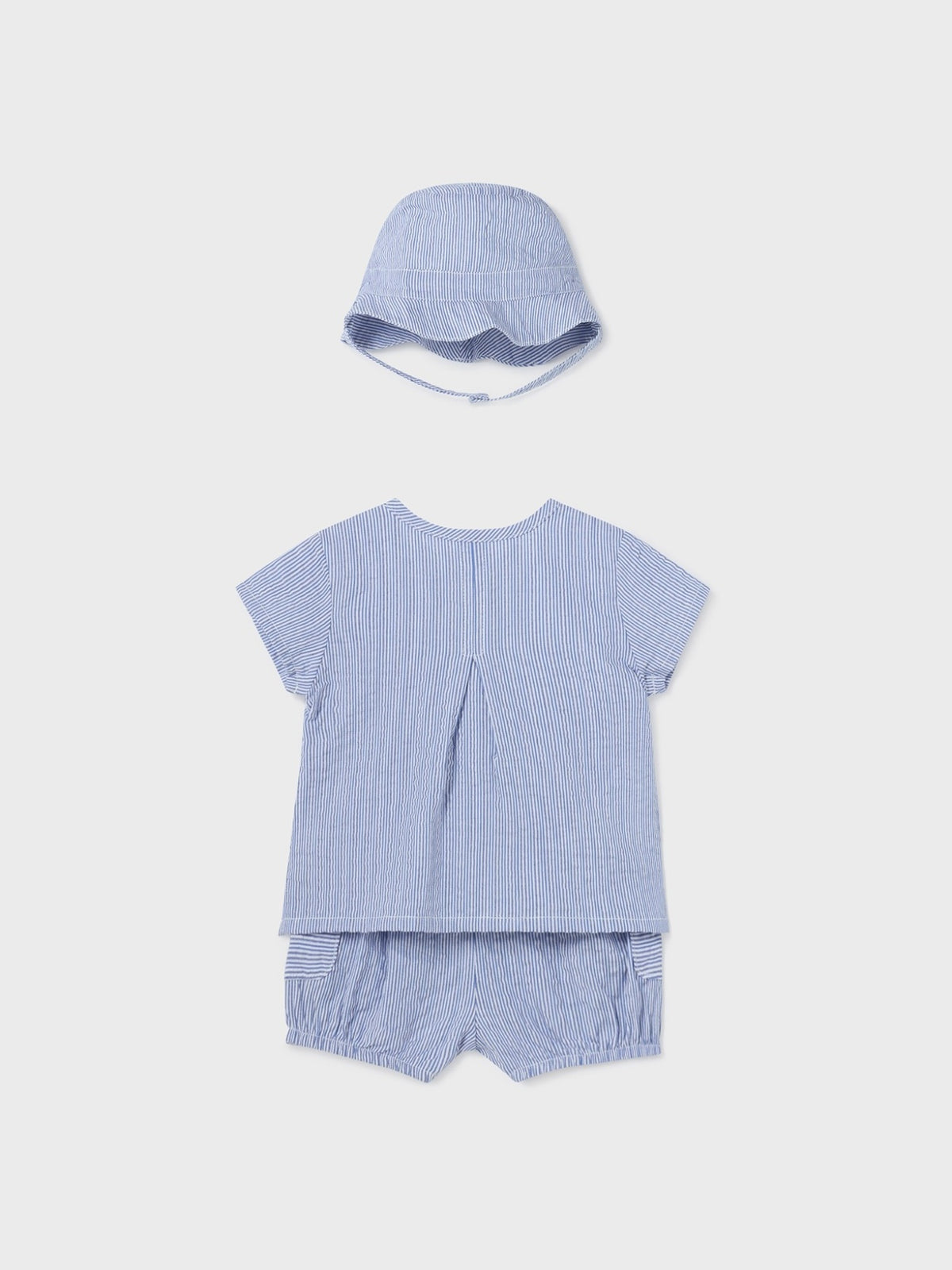 Conj. calção gorro Seersucker (Celeste)  para Bebé Menino - Mayoral
