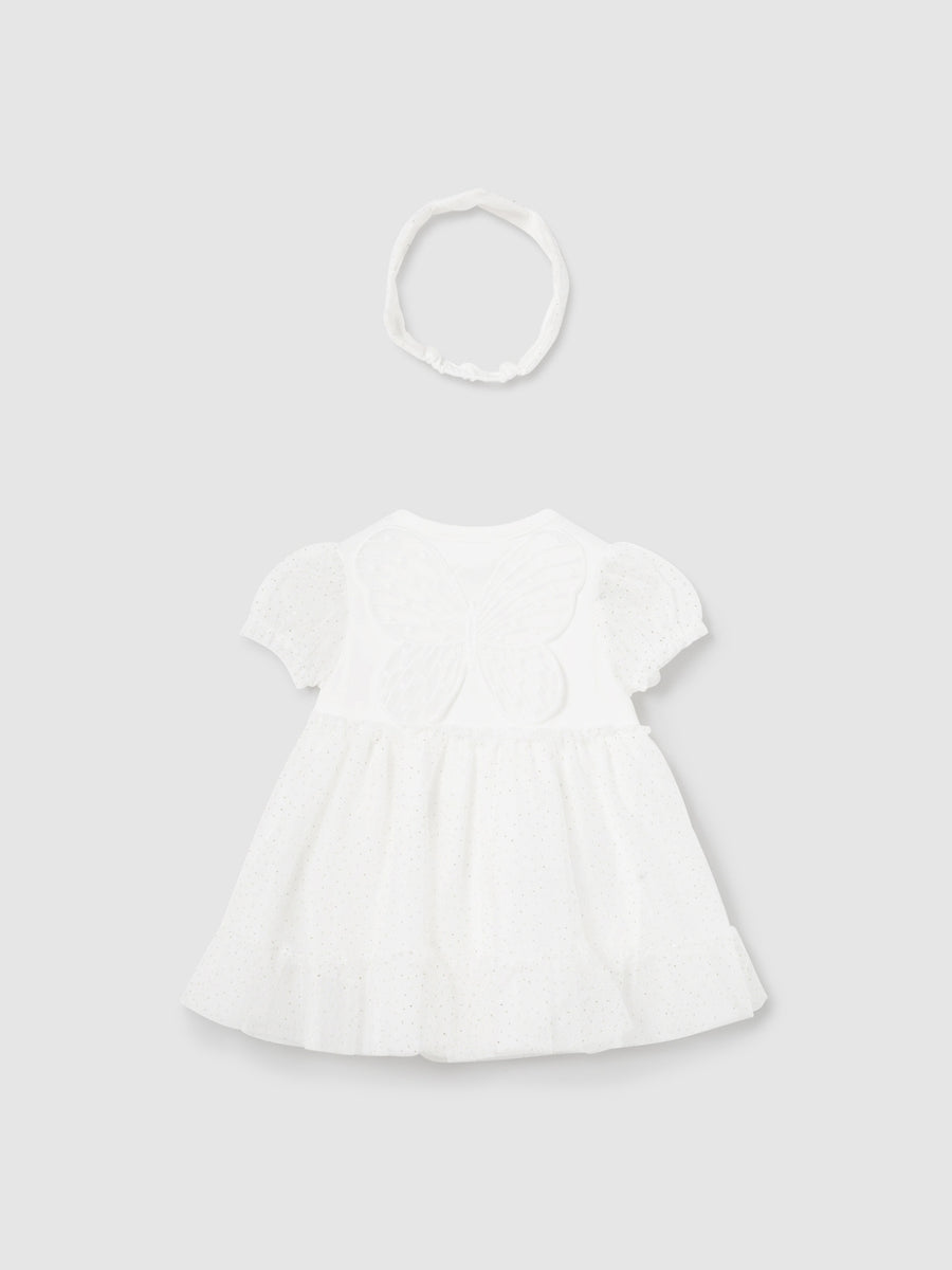 Tunica e bandolete Crú (Creme / Pérola)  para Bebé Menina - Mayoral