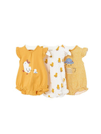 Set 3 pijamas curtos Milho (Amarelo Ocre)  para Bebé Menina - Mayoral