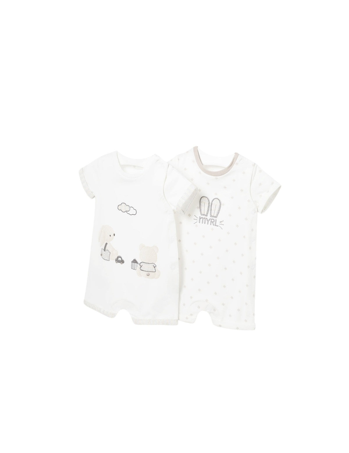 Set 2 babygrow curtos Crú (Creme / Pérola)  para Bebé Menino - Mayoral
