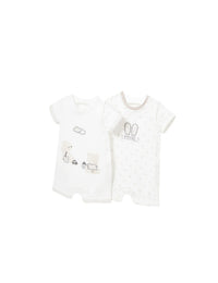 Set 2 babygrow curtos Crú (Creme / Pérola)  para Bebé Menino - Mayoral