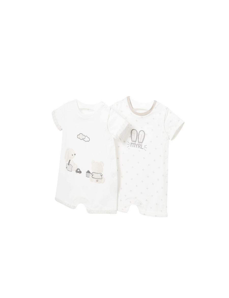 Set 2 babygrow curtos Crú (Creme / Pérola)  para Bebé Menino - Mayoral