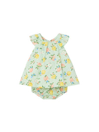 Vestido estampado saten Pêra (Verde Água)  para Bebé Menina - Mayoral