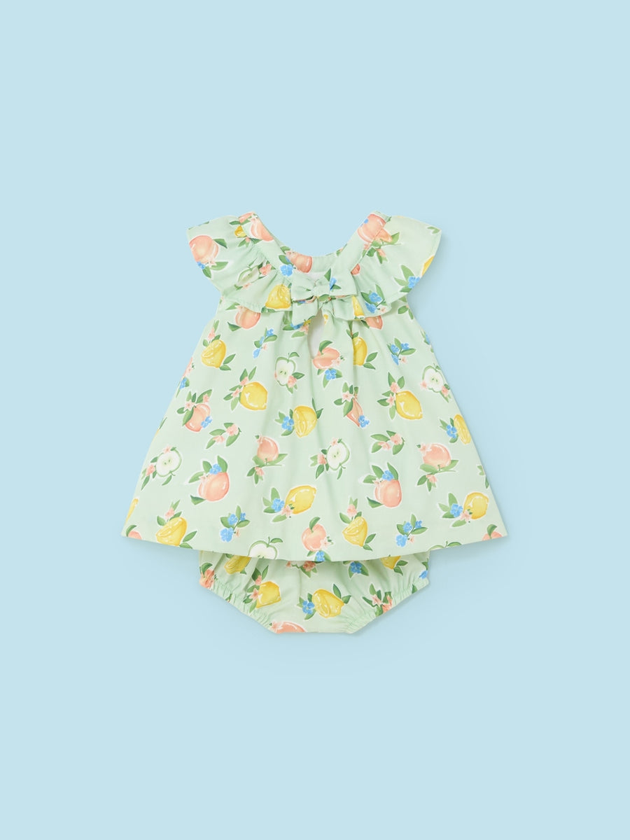 Vestido estampado saten Pêra (Verde Água)  para Bebé Menina - Mayoral