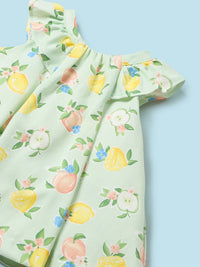 Vestido estampado saten Pêra (Verde Água)  para Bebé Menina - Mayoral