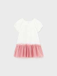 Vestido combinado tule Peónia (Salmão)  para Bebé Menina - Mayoral