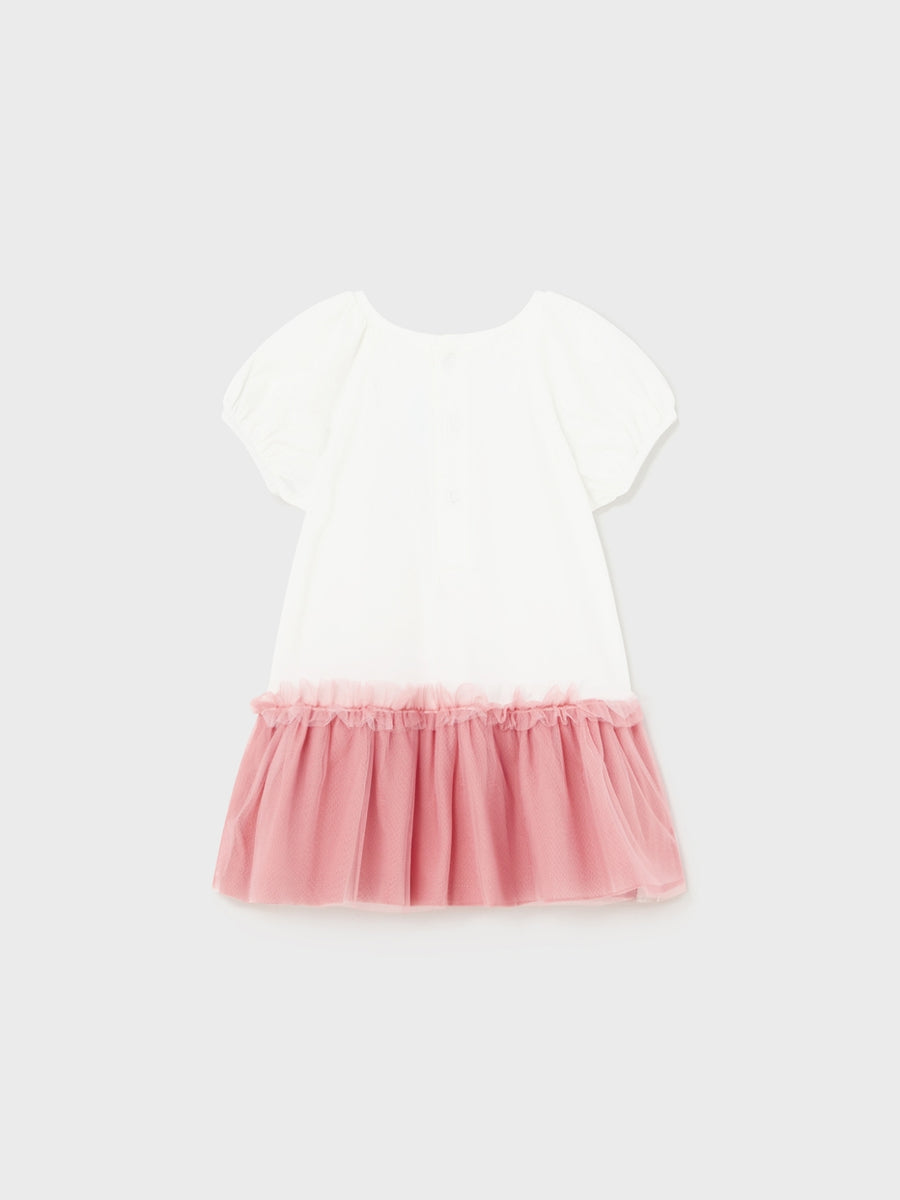 Vestido combinado tule Peónia (Salmão)  para Bebé Menina - Mayoral