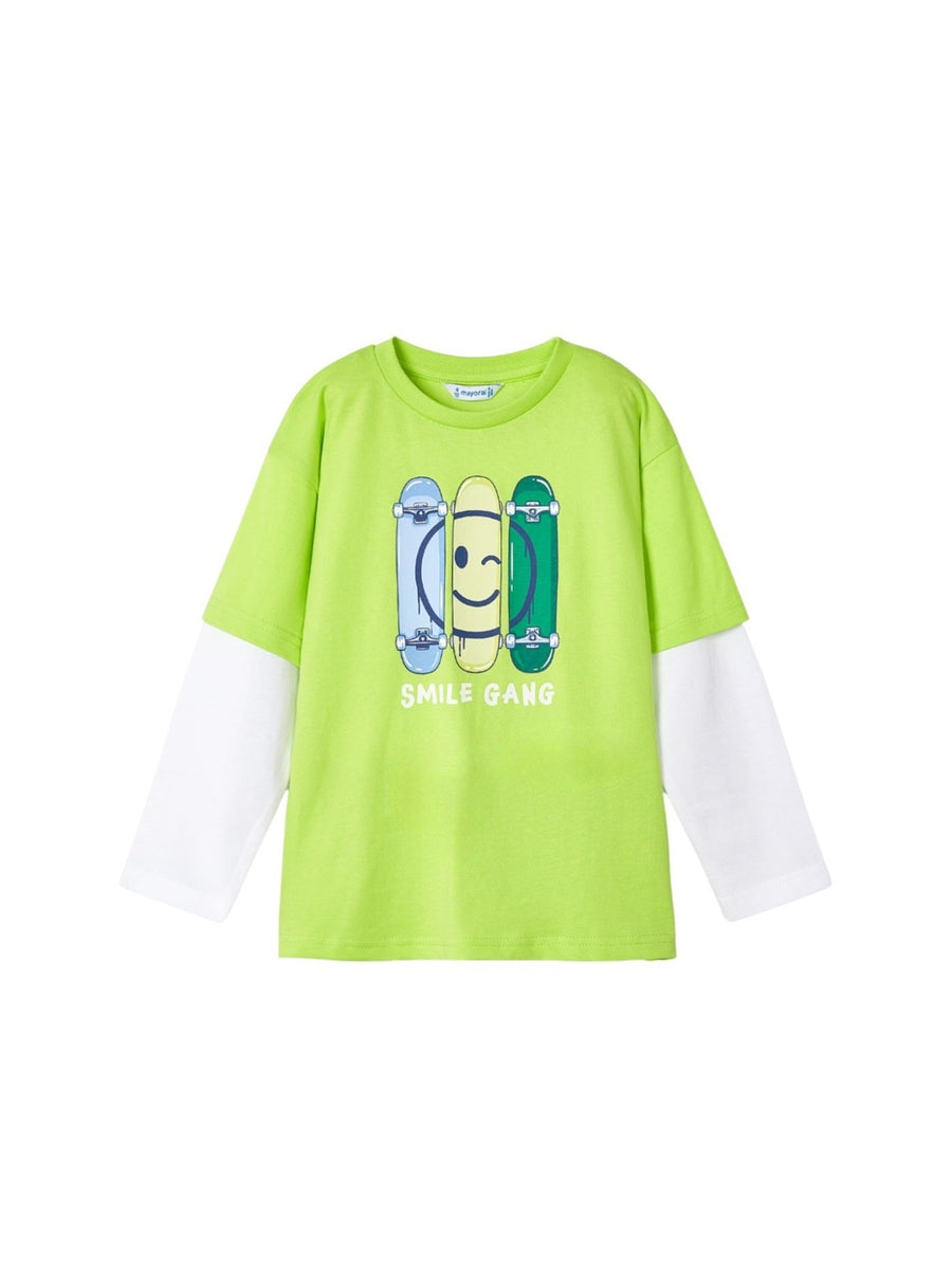 Camiseta dupla manga Kiwi (Verde Alface)  para Menino - Mayoral