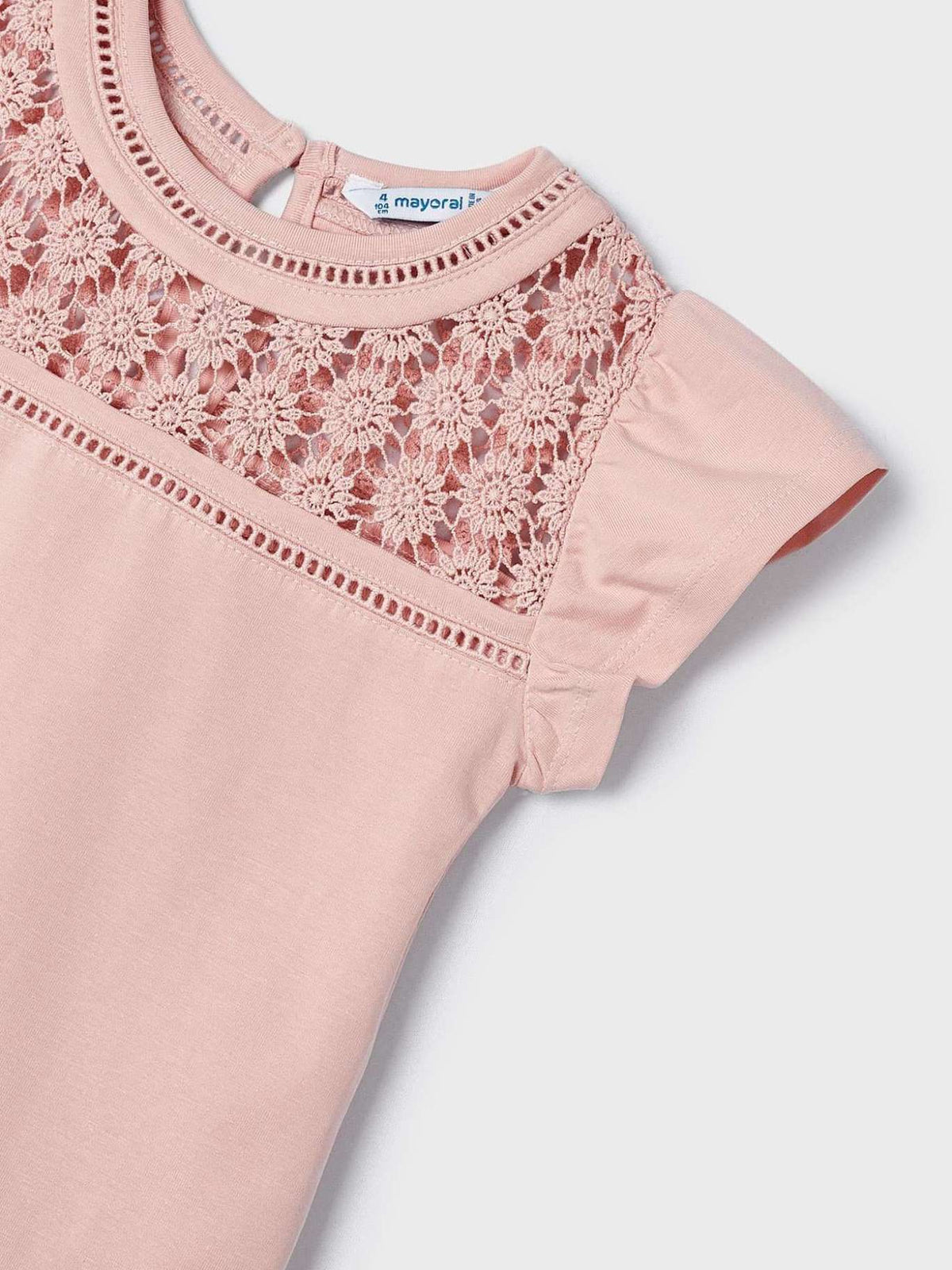 Camiseta guipur Nude (Rosa Bébé)  para Menina - Mayoral