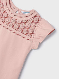 Camiseta guipur Nude (Rosa Bébé)  para Menina - Mayoral