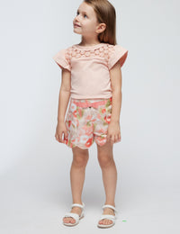 Camiseta guipur Nude (Rosa Bébé)  para Menina - Mayoral