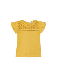Camiseta guipur Mel (Amarelo Ocre)  para Menina - Mayoral