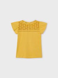 Camiseta guipur Mel (Amarelo Ocre)  para Menina - Mayoral