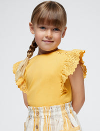 Camiseta guipur Mel (Amarelo Ocre)  para Menina - Mayoral