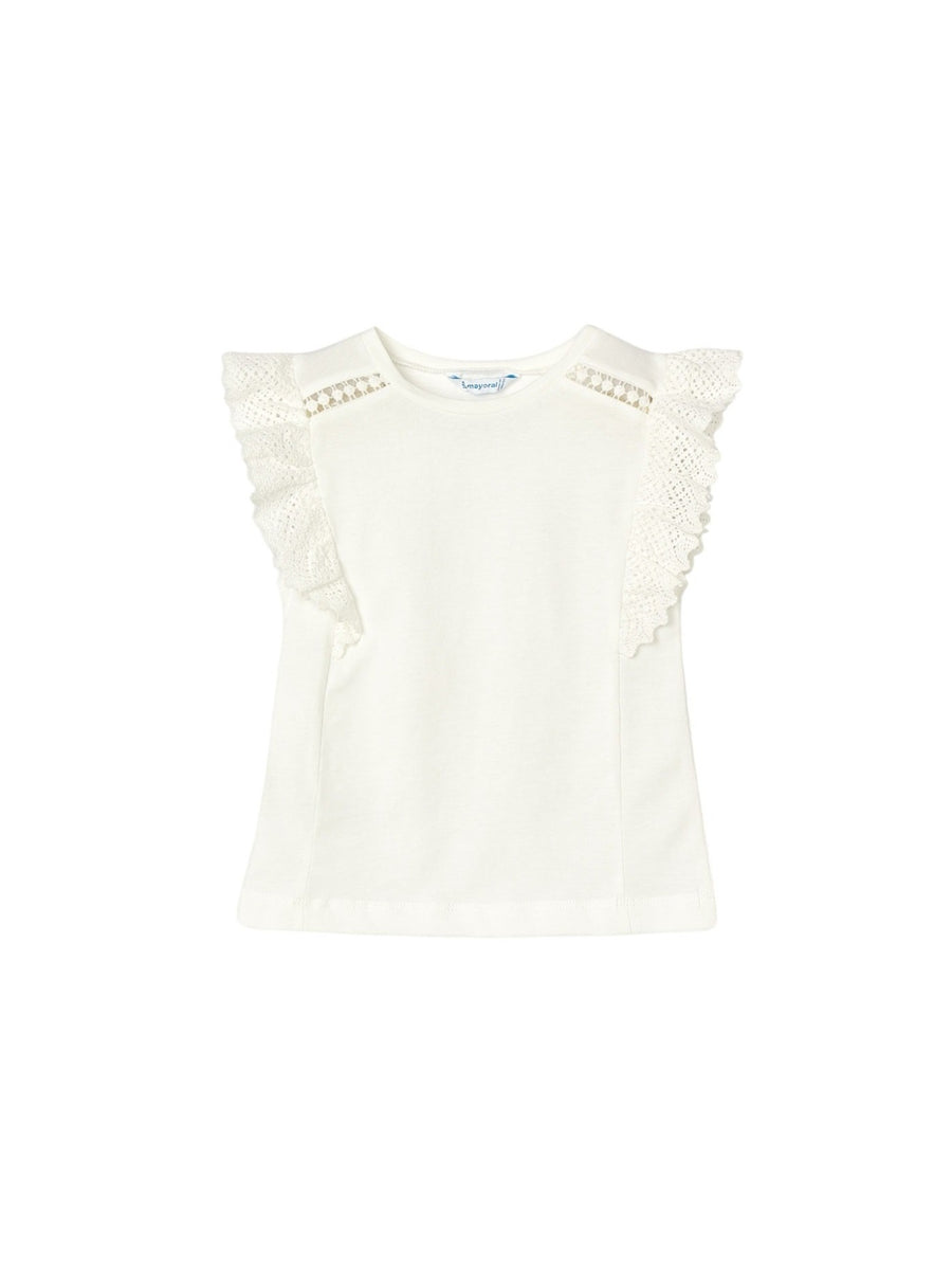 Camiseta guipur Crú (Creme / Pérola)  para Menina - Mayoral
