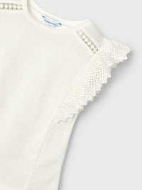 Camiseta guipur Crú (Creme / Pérola)  para Menina - Mayoral