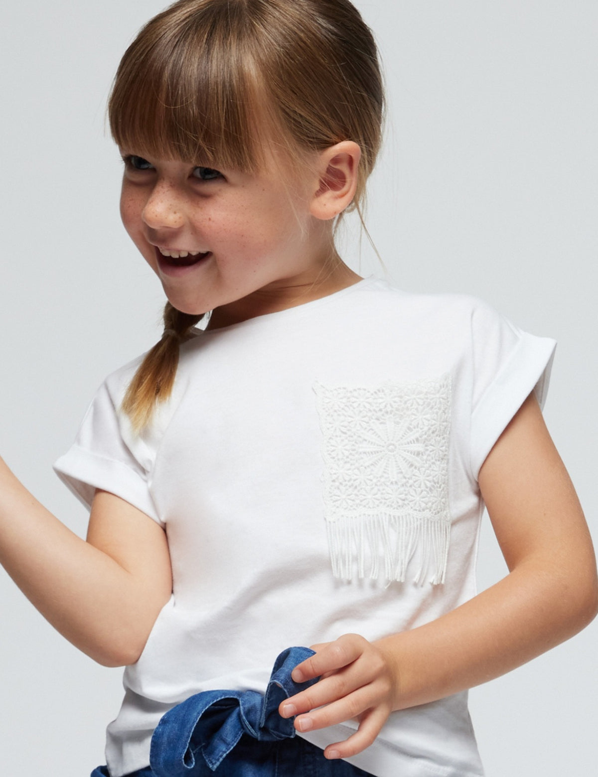 Camiseta crochet Branco (Branco)  para Menina - Mayoral