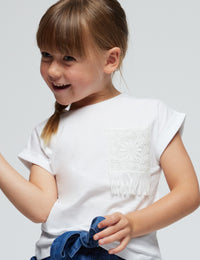 Camiseta crochet Branco (Branco)  para Menina - Mayoral