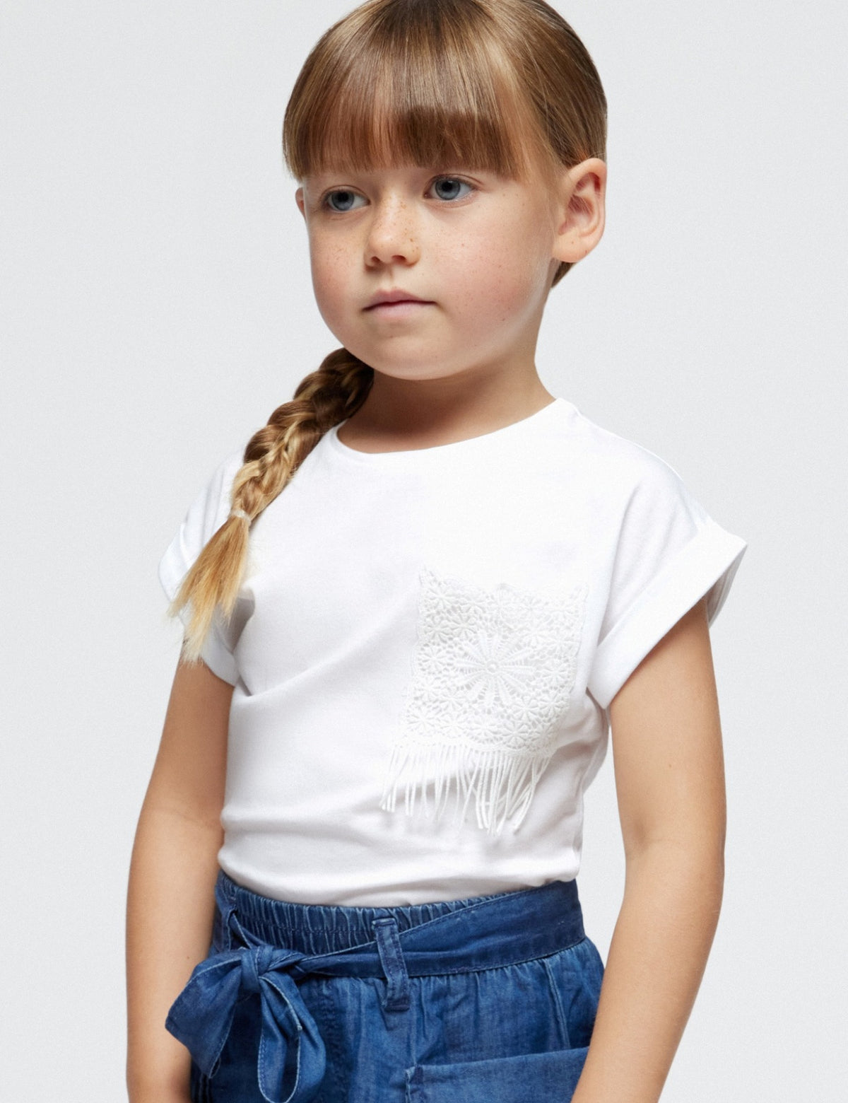 Camiseta crochet Branco (Branco)  para Menina - Mayoral
