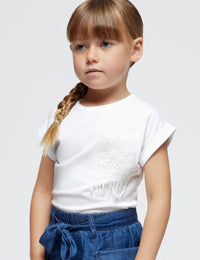 Camiseta crochet Branco (Branco)  para Menina - Mayoral