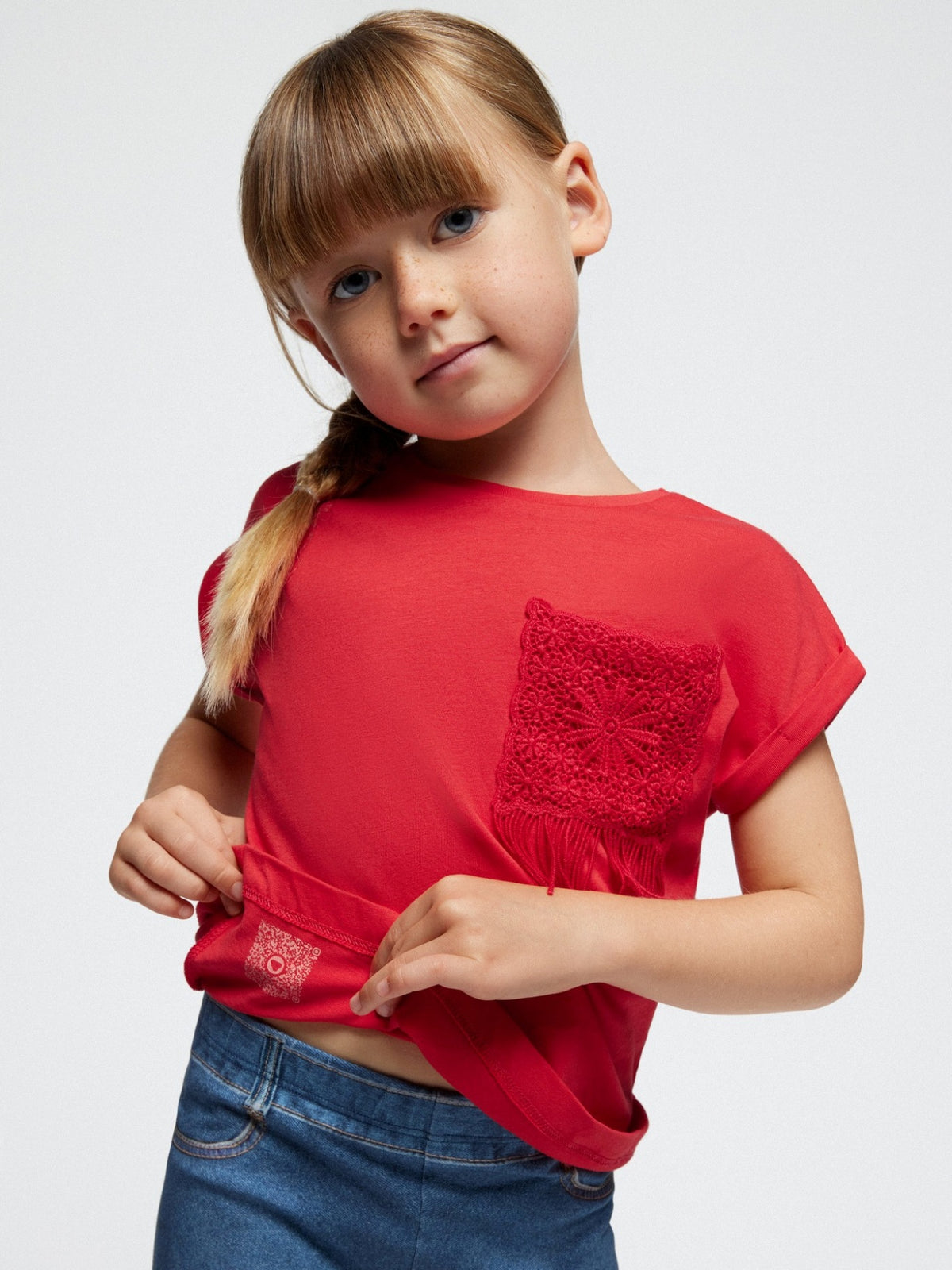 Camiseta crochet Granadina (Vermelho)  para Menina - Mayoral