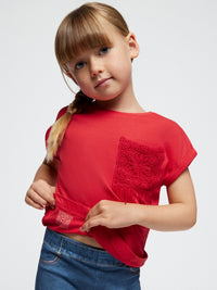 Camiseta crochet Granadina (Vermelho)  para Menina - Mayoral