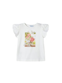 Camiseta manga curta Crú-nude (Rosa Bébé)  para Menina - Mayoral