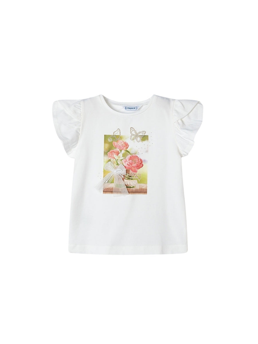 Camiseta manga curta Crú-nude (Rosa Bébé)  para Menina - Mayoral