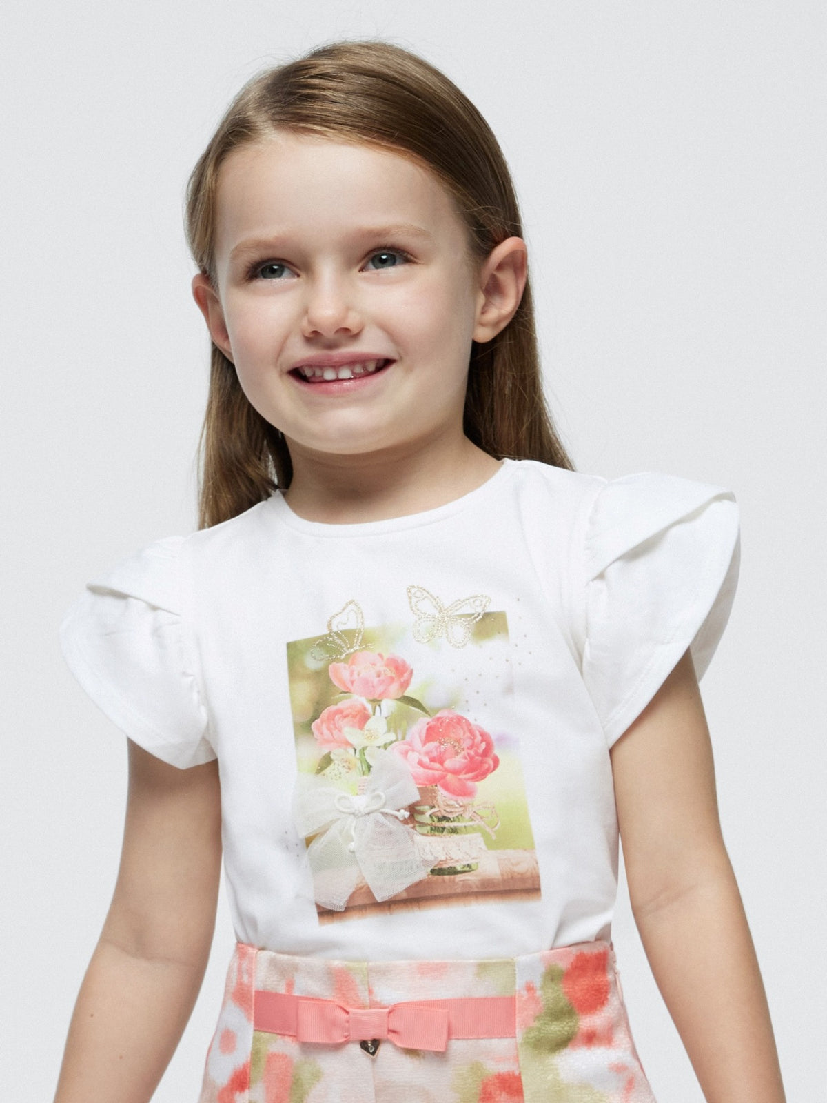 Camiseta manga curta Crú-nude (Rosa Bébé)  para Menina - Mayoral