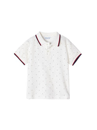 Polo m/curta micro estampado Nata (Creme / Pérola)  para Menino - Mayoral