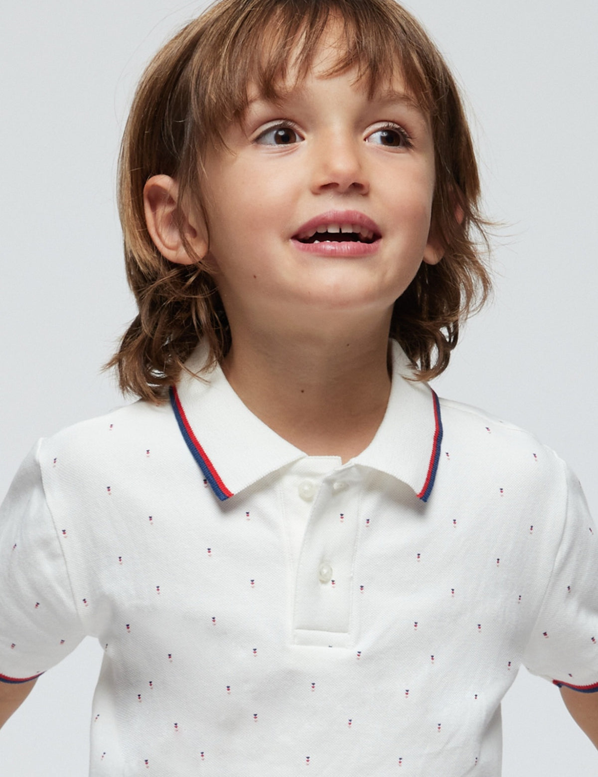 Polo m/curta micro estampado Nata (Creme / Pérola)  para Menino - Mayoral