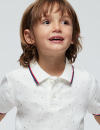 Polo m/curta micro estampado Nata (Creme / Pérola)  para Menino - Mayoral