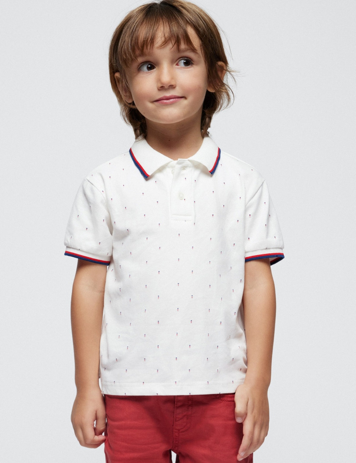 Polo m/curta micro estampado Nata (Creme / Pérola)  para Menino - Mayoral