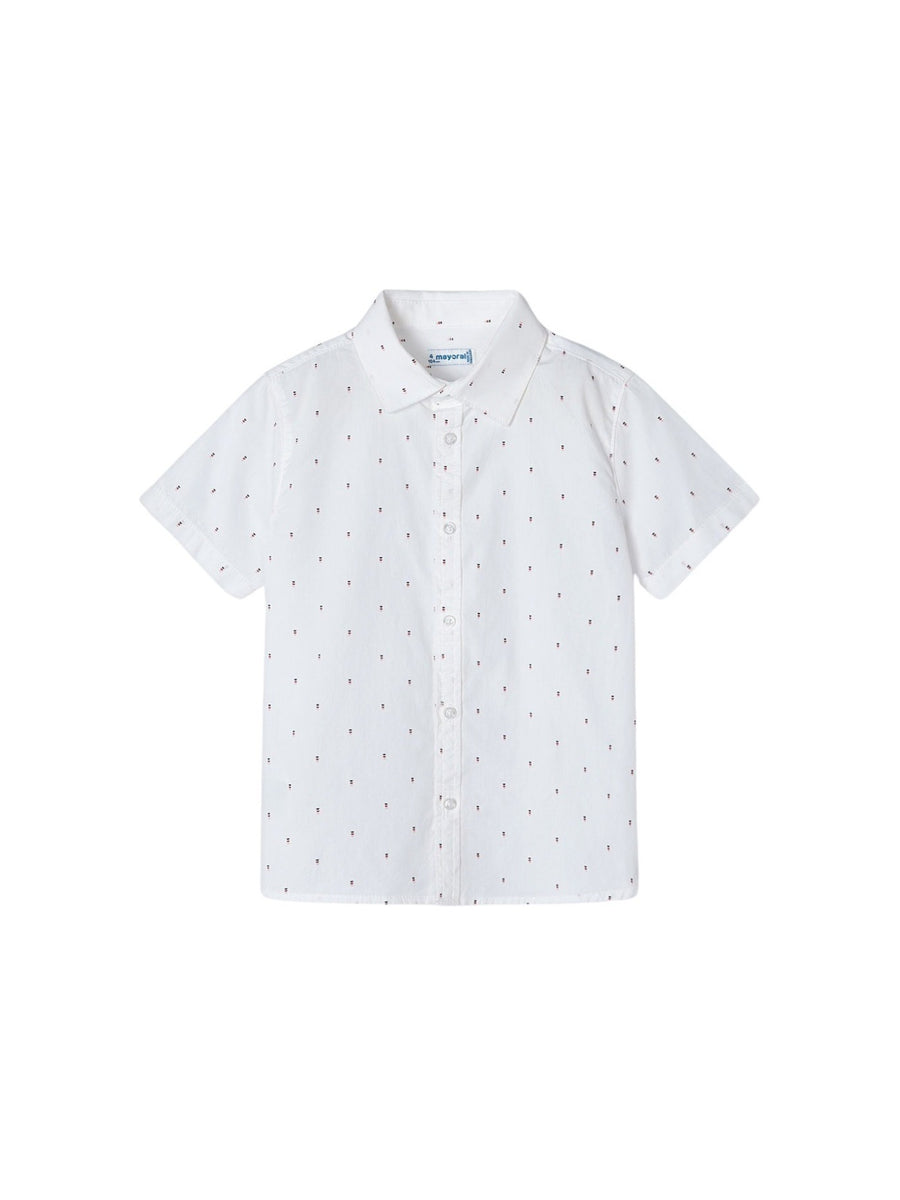 Camisa m/curta micro estampad Bco-melanc (Vermelho)  para Menino - Mayoral