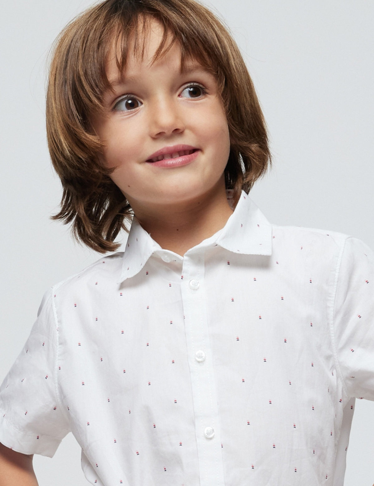 Camisa m/curta micro estampad Bco-melanc (Vermelho)  para Menino - Mayoral