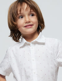 Camisa m/curta micro estampad Bco-melanc (Vermelho)  para Menino - Mayoral