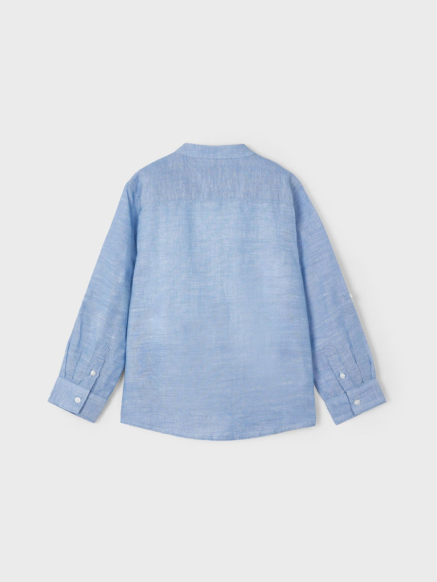 Camisa m/comp. gola padre lin Mar (Celeste)  para Menino - Mayoral