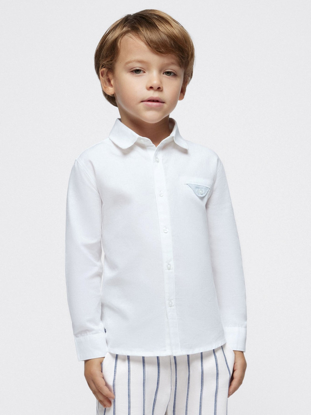 Camisa m/comp. linho suiting Branco (Branco)  para Menino - Mayoral