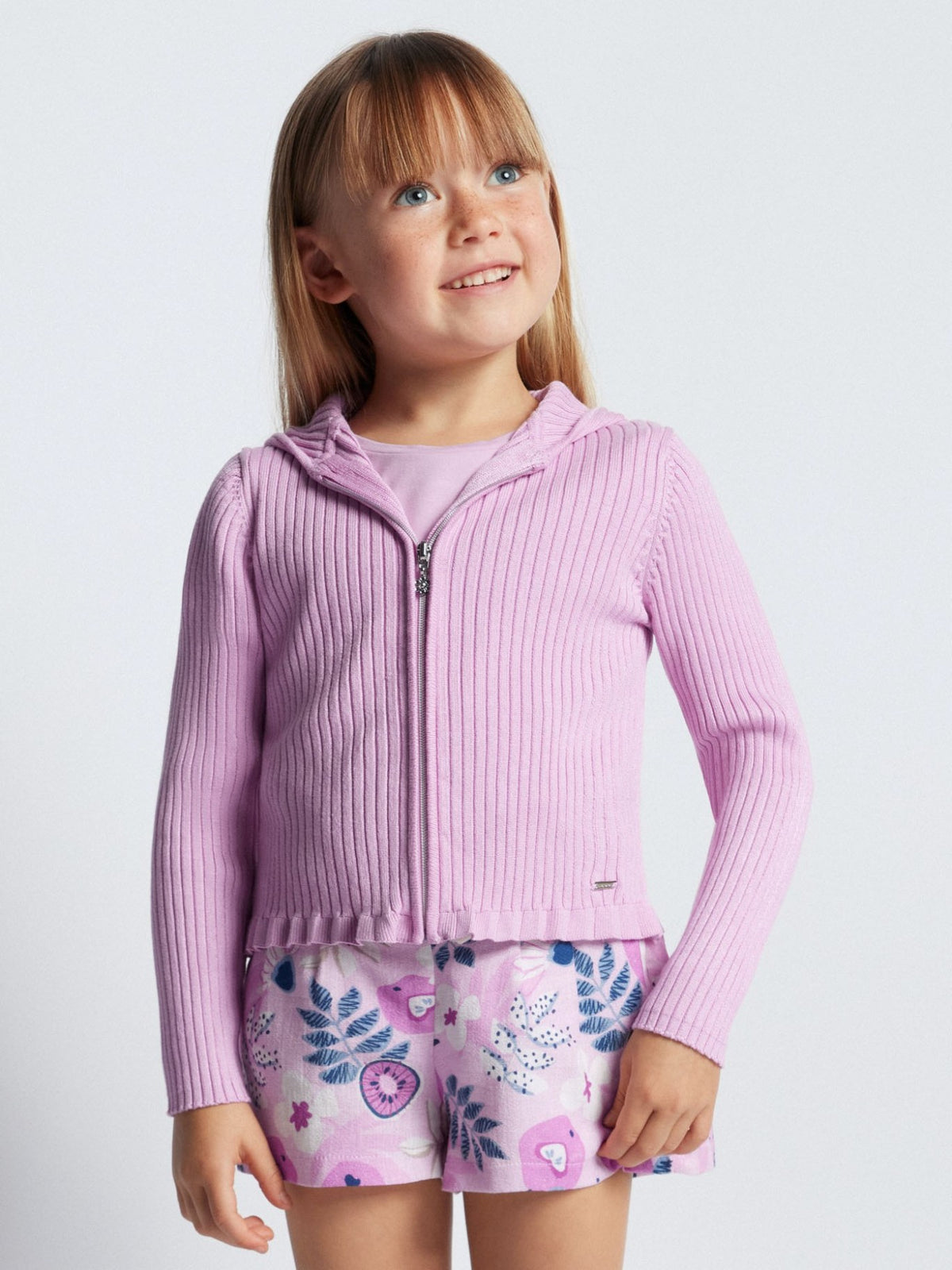 Casaco tricot canelado Rosa malva (Lilás)  para Menina - Mayoral